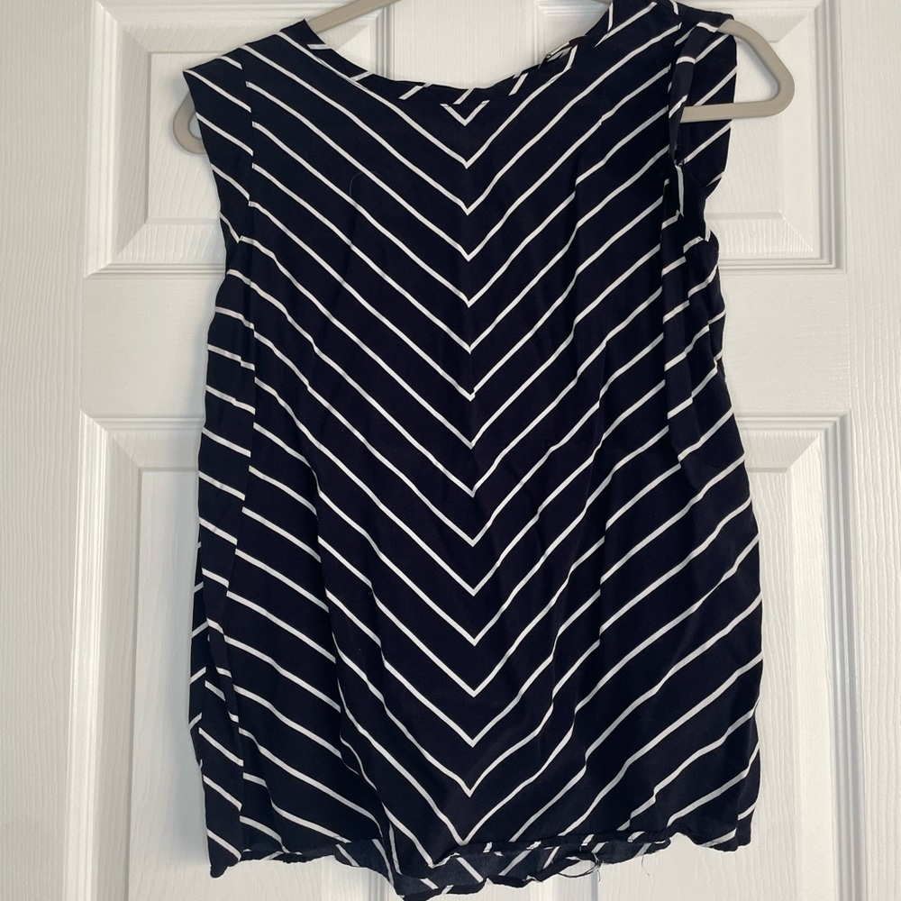 Chic Navy and White Striped Blouse